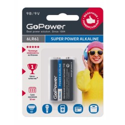 Батарейка GoPower Крона 6LR61 BL1 9V Alkaline